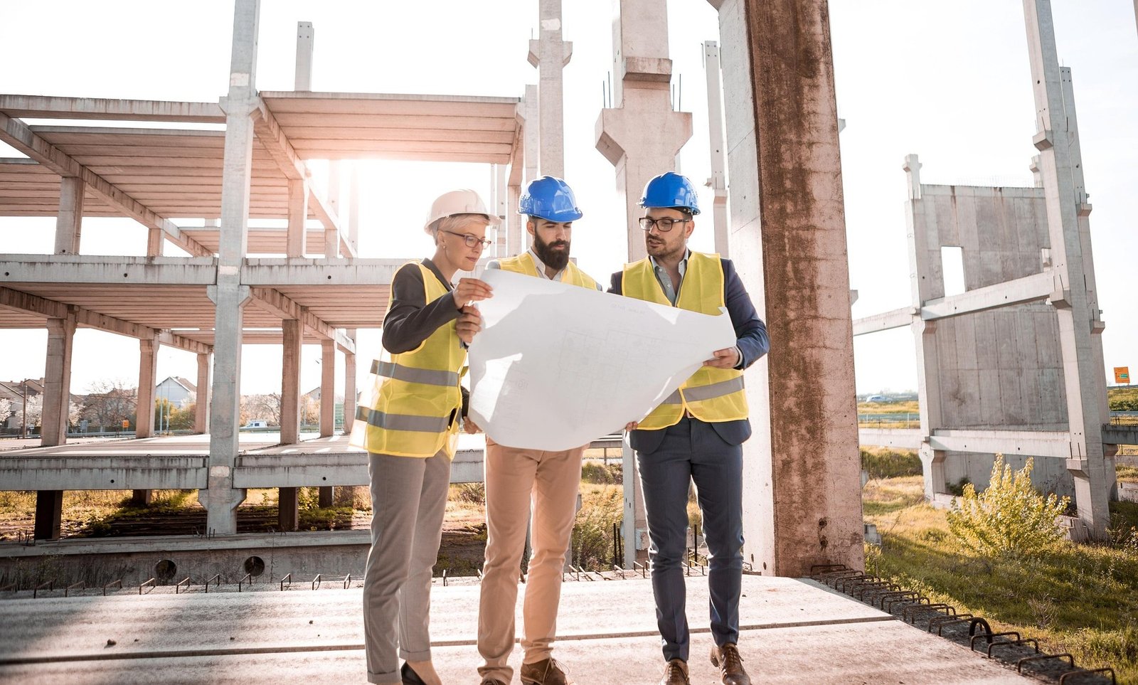 Construction Site with Workers and Building1